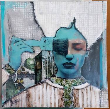 Original Abstract Expressionism People Mixed Media by Caroline Van Seeters