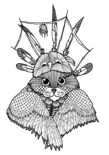 Original Black & White Animal Drawing by Ričardas Strazdauskas
