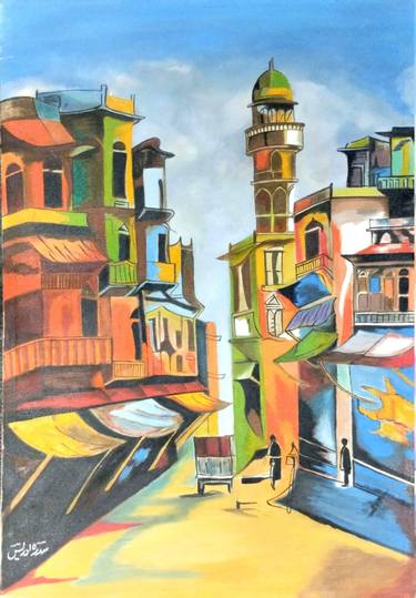 Original Street Art Cities Painting by Sidra  Idrees 