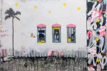 Original Abstract Expressionism Architecture Mixed Media by Maryline Lemaitre