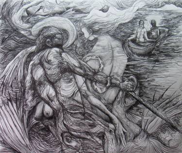 Original Black & White Classical Mythology Drawings by L Lavalle