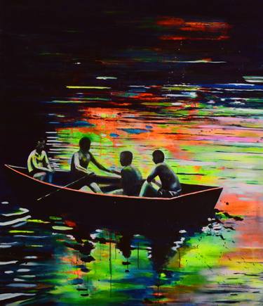 Original Expressionism Boat Paintings by Tanja Vetter