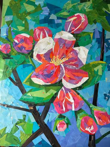 Original Abstract Expressionism Nature Collage by Janine Bednarski