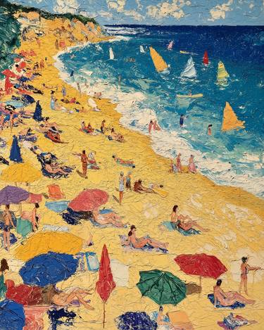 Original Abstract Expressionism Beach Digital by Jiemeng Li Collective