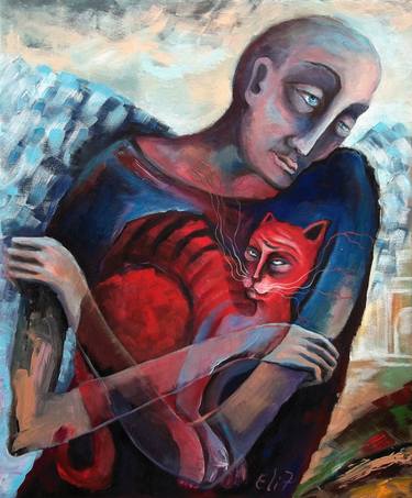 Original Surrealism Cats Paintings by Elisheva Nesis