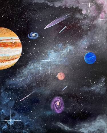 Original Realism Outer Space Paintings by Olga Jiang