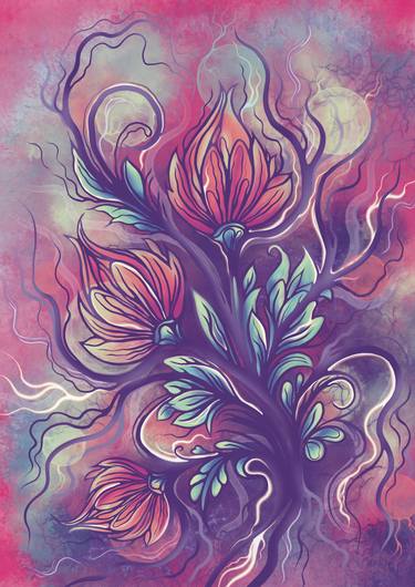 Original Abstract Floral Digital by Alina Neilande