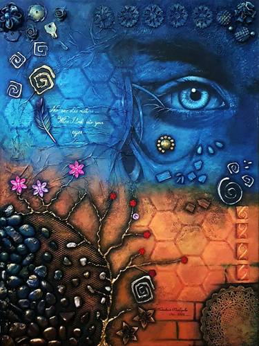 Original Art Nouveau Abstract Mixed Media by Mustapha Nouadria