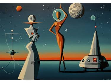 Original Figurative Outer Space Paintings by Kayode Igbasanmi