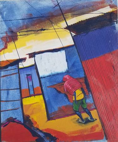 Original Impressionism Abstract Painting by Chrispus Nyaanga