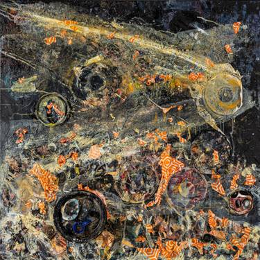 Original Abstract Expressionism Outer Space Mixed Media by Daniel Schwartz