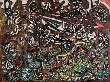Original Abstract Expressionism Fantasy Mixed Media by Daniel Schwartz