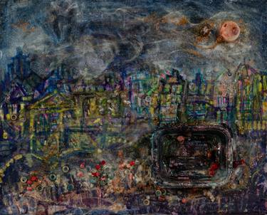 Original Abstract Expressionism Cities Mixed Media by Daniel Schwartz