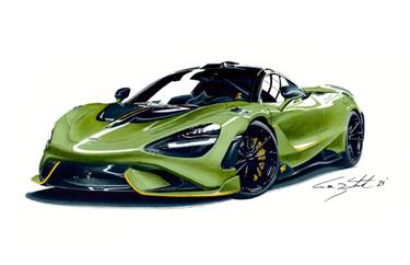 Original Art Deco Car Drawings by Supercar Core Division
