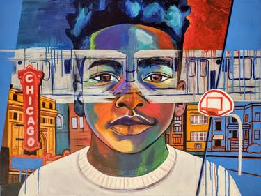Original Abstract Expressionism People Painting by Damon Lamar Reed