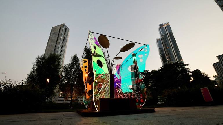 Original Street Art Light Sculpture by Amber Stefani