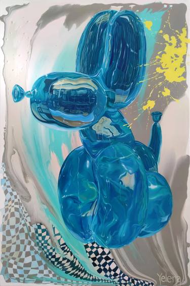 Original Abstract Expressionism Dogs Paintings by Yelena Revis
