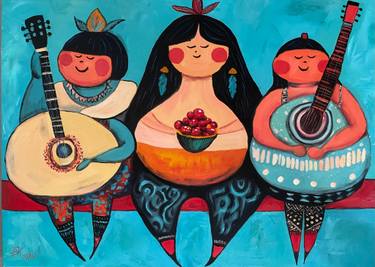 Original Folk Music Painting by Victoria Kukuy