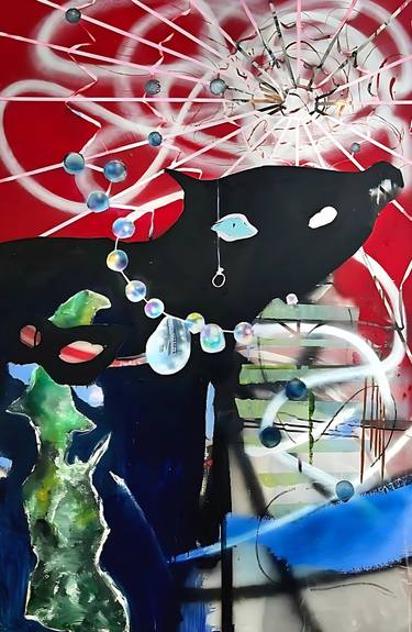 Original Abstract Cats Mixed Media by Marlon Nikolai