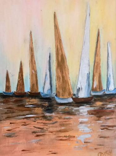 Original Abstract Expressionism Boat Painting by Ksana Ruhr