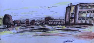 Original Abstract Landscape Drawings by Akande Wasiu