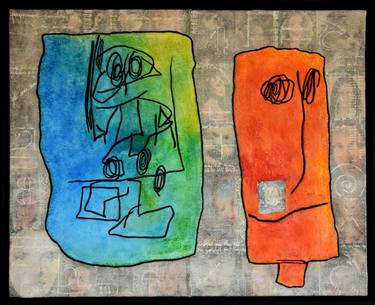 Original Abstract Expressionism Fantasy Mixed Media by Alvarenga Marques