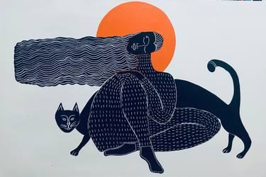 Original Illustration Cats Drawings by Dilek Ozalp