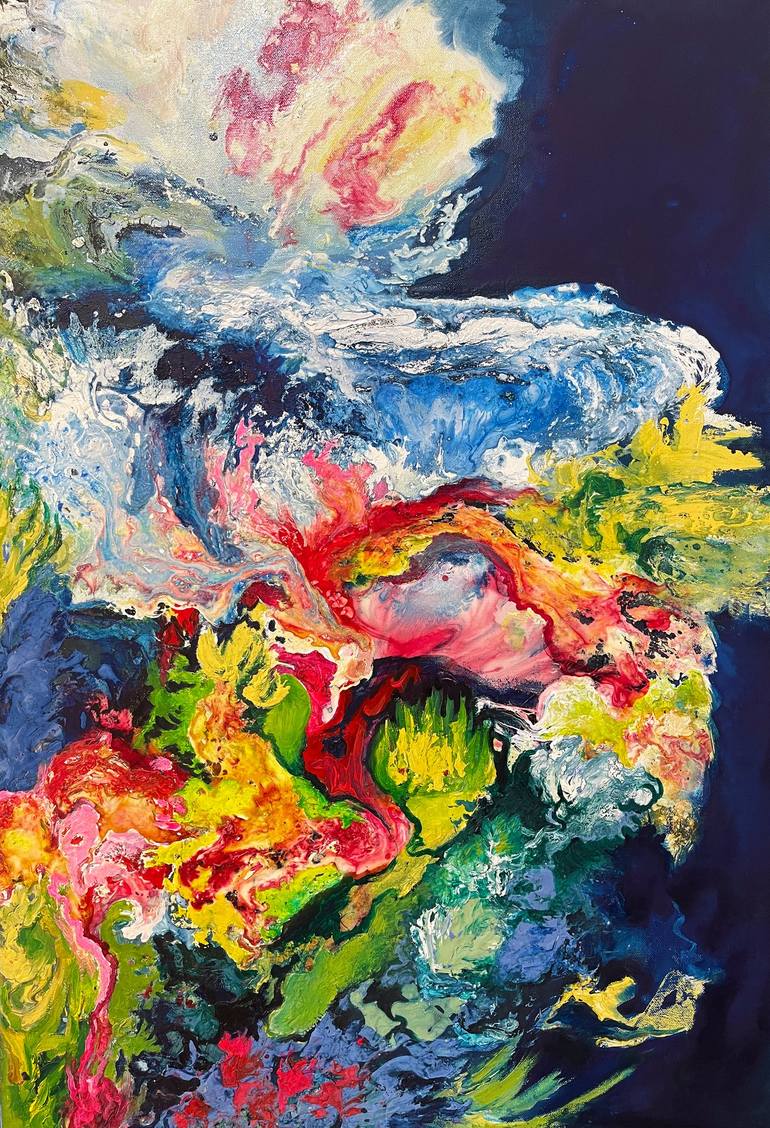Original Abstract Expressionism Seascape Mixed Media by Giovanna Ferrari