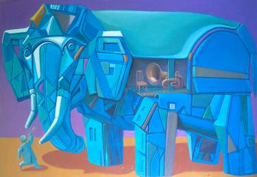 Original Surrealism Animal Painting by Valeriu Buev
