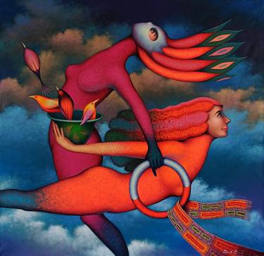 Original Art Deco Fantasy Printmaking by Jose Luis De La Barra Bellido