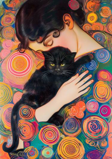 Original Art Nouveau Animal Mixed Media by Steven Sandner