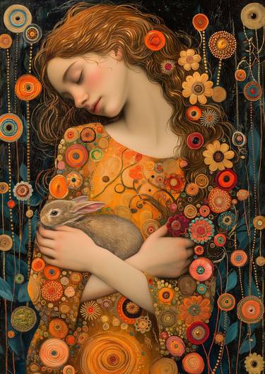 Original Art Nouveau Animal Mixed Media by Steven Sandner
