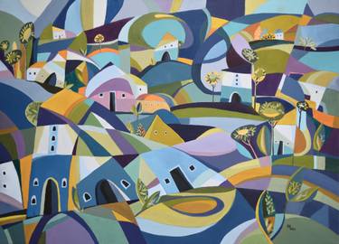 Original Abstract Expressionism Geometric Paintings by Aniko Hencz