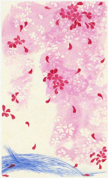 Original Abstract Expressionism Floral Printmaking by Hiroko Imada