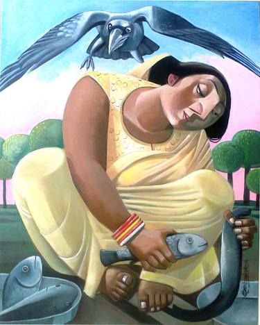 Original Cubism Women Paintings by Bidya Ashok