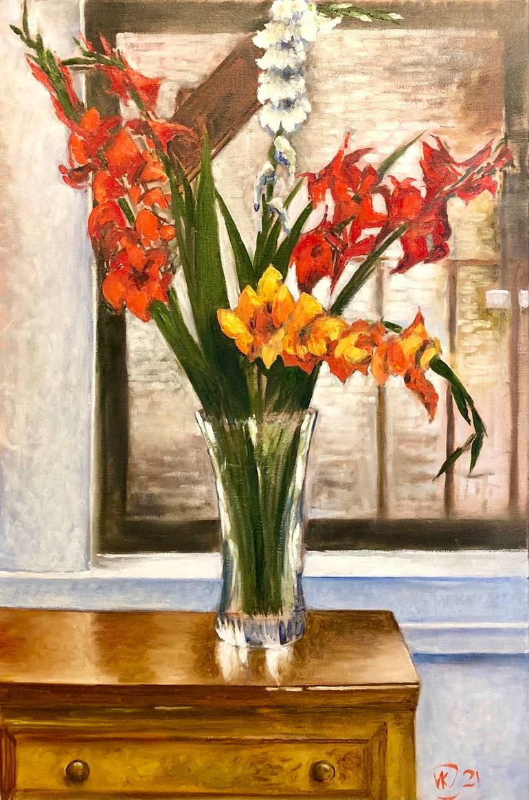 Gladioli Painting by V Kezerashvili | Saatchi Art