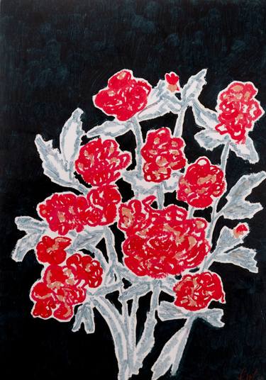 Original Expressionism Floral Painting by Monika Ardila