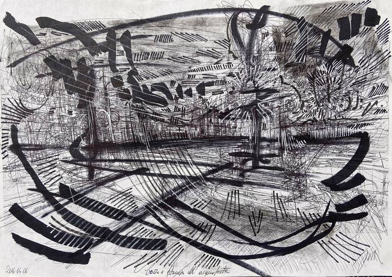 Original Abstract Expressionism Abstract Drawings by Giovanni Gabassi