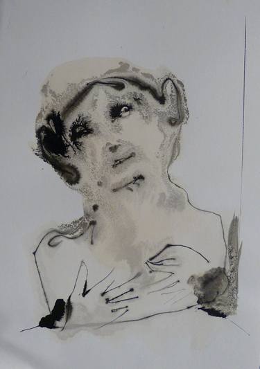 Original Figurative Portrait Drawings by Frederic Belaubre