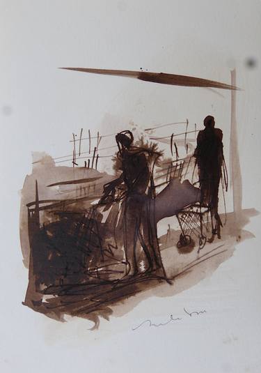 Original Figurative Places Drawings by Frederic Belaubre
