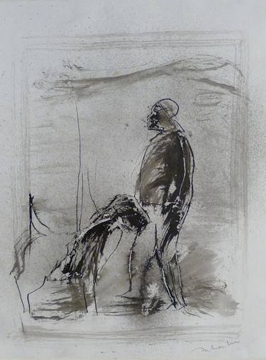 Original Figurative Dogs Drawings by Frederic Belaubre
