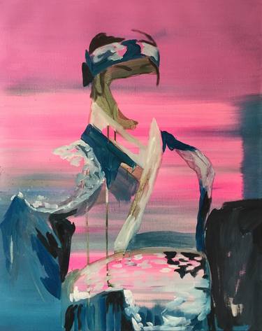 Original Abstract Expressionism Portrait Painting by Onillon Anne-Claire