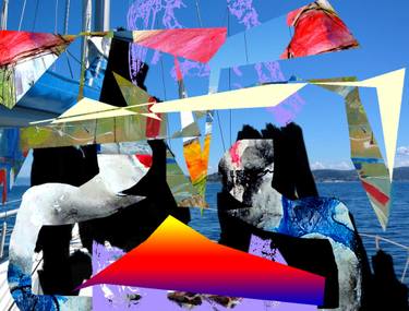 Original Abstract Beach Mixed Media by Vanda Parker