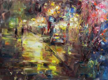 Original Impressionism Cities Painting by Marta Lipowska