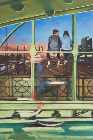 Original Figurative Cities Painting by Benjy Barnhart