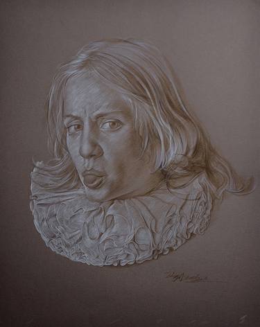 Original Realism Portrait Drawing by Weillie Wu