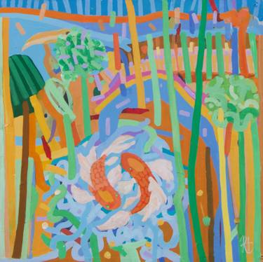 Original Abstract Garden Painting by Richard Heley