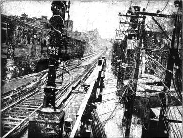 Original Expressionism Train Printmaking by Michael Goro