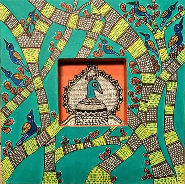 Original Folk Abstract Painting by Jayshree Bihari