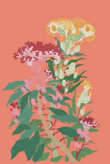 Original Art Deco Botanic Painting by Santiago Paredes